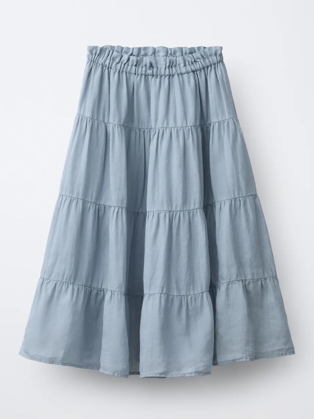 Zara Light Blue Tiered Midi Skirt for Girls